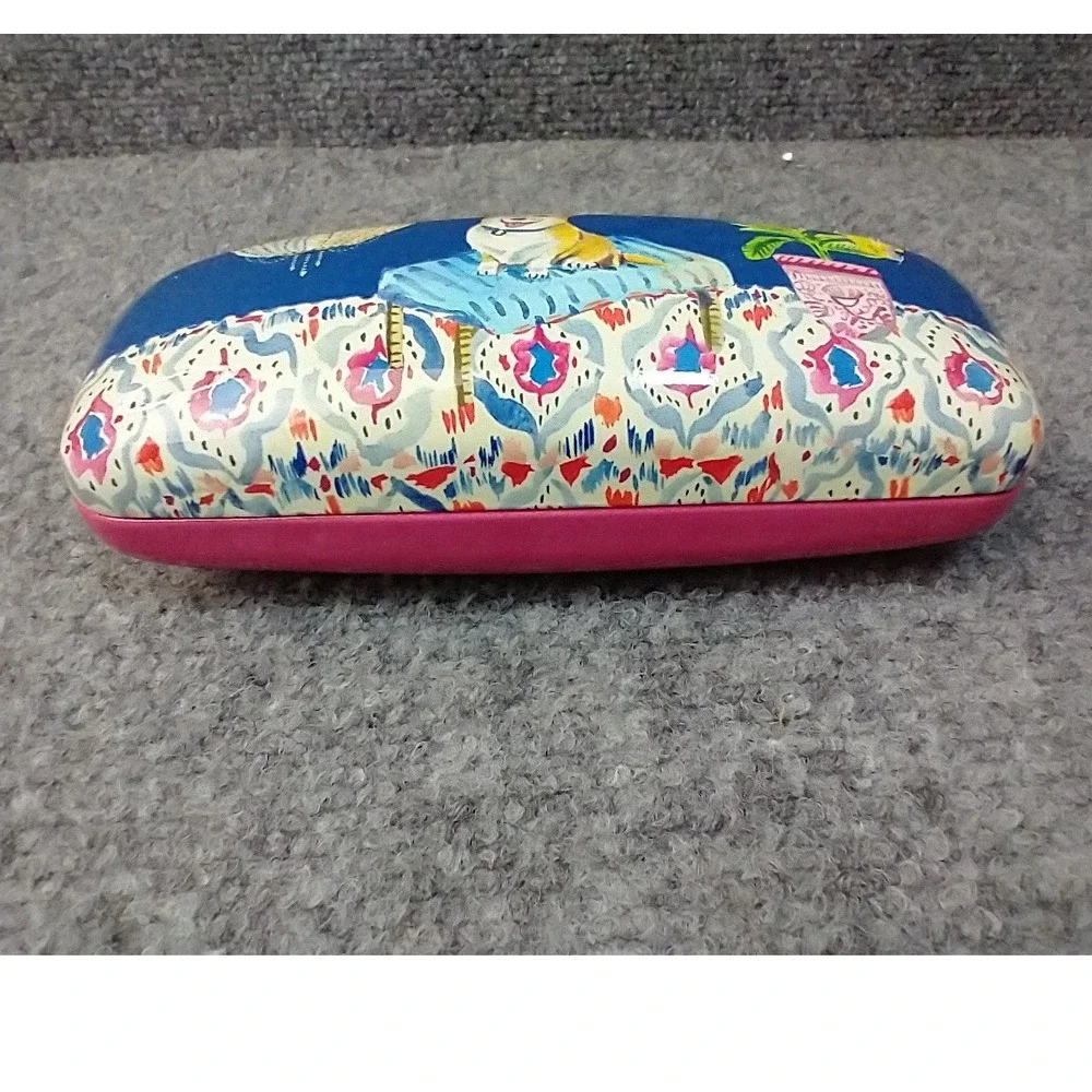 Punch Studio Corgi Dog Hard Shell Eyeglass Case Blue Pink Whimsical Illustration